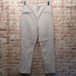 Maurices Tan/White Striped Ankle Pull on Work Dress Pants Size Small